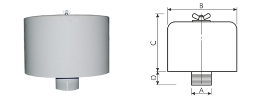 Inlaatfilter met geluidsdemping inclusief polyester filterpatroon, 1x buitendraad