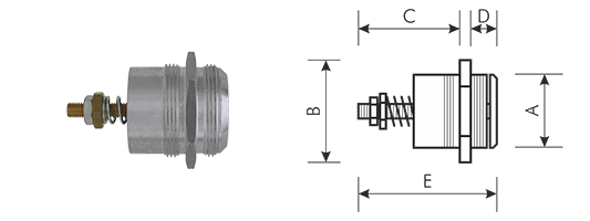 Veiligheidsklep aluminium/messing voor druk 2 x buitendraad
